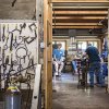 Craftsman working in shop at John C. Campbell Folk School. 